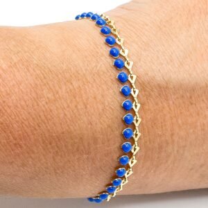 Pulseira Gotas Azuis Banhada em Ouro 18K
