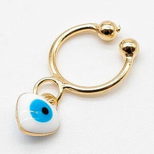 Piercing Fake Duplo Olho Grego Banhado em Ouro 18K