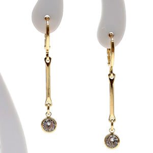 Brinco com Zircônia Cristal Redonda Pendurada Banhado em Ouro 18K