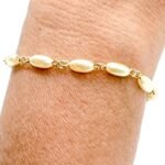 Pulseira com Pérolas Alongadas Banhada em Ouro 18K