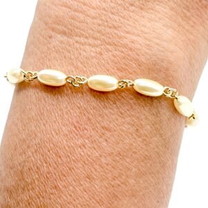 Pulseira com Pérolas Alongadas Banhada em Ouro 18K