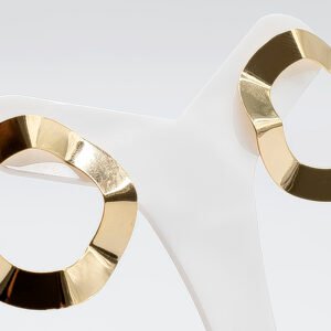 Brinco Disco em Ondas Pequeno Banhado em Ouro 18K