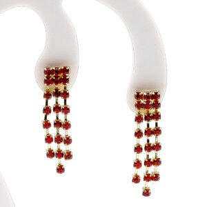 Brinco Malha de Zircônias Vermelhas Banhado em Ouro 18K