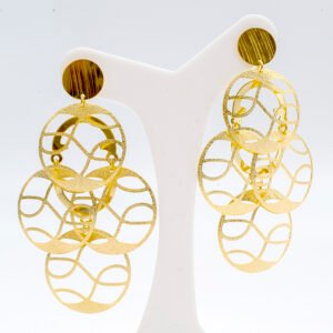 Brinco Geométrico Círculos Vazado Banhado em Ouro 18K