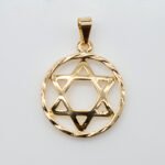 Pingente Circular com Estrela de Davi Banhado em Ouro 18K