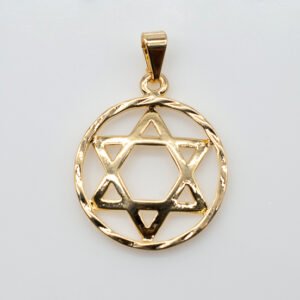 Pingente Circular com Estrela de Davi Banhado em Ouro 18K