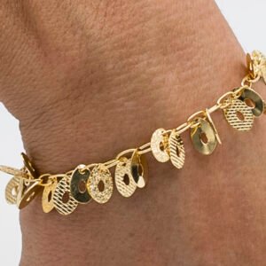 Pulseira Discos Pendurados Banhados em Ouro 18K