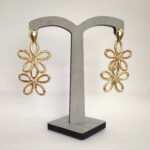 Brinco Trabalhado Flor com Zircônia Cristal Banhado em Ouro 18K