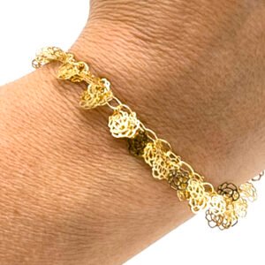 Pulseira Corrente Florzinhas Vazadas Banhada em Ouro 18K