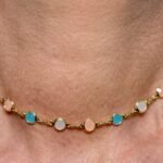 Choker Zircônias Intercaladas Coloridas Banhado em Ouro 18K