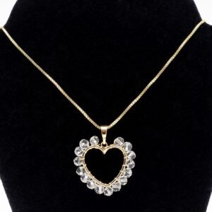 Colar Coração Envolvido com Zircônias Cristal Banhado em Ouro 18K