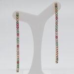 Brinco Cascata Multicolor Longo Banhado em Ouro 18K