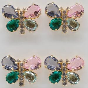 Brinco Borboleta Zircônias Coloridas Banhado em Ouro 18K