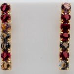 Brinco Cascata Zircônias Quadradas Colorido Banhado em Ouro 18K