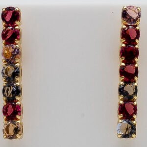 Brinco Cascata Zircônias Quadradas Colorido Banhado em Ouro 18K