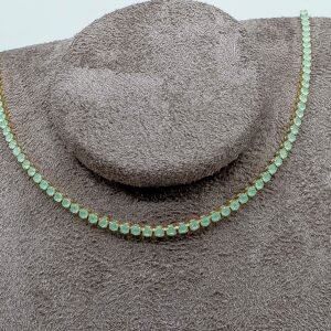 Colar Zircônia Verde Tiffany Banhado em Ouro 18K