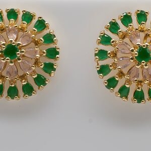 Brinco Pizza Cravejado com Zircônia Verde Banhado em Ouro 18K