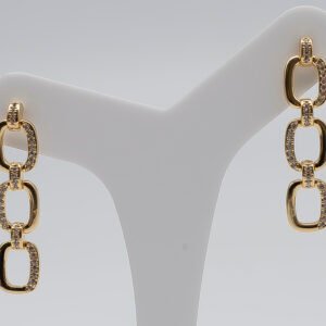 Brinco Elos Cravejados Zircônia Cristal Banhado em Ouro 18K