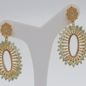 Brinco Luxo Elegance - Teia Vazada com Zircônia Tiffany e Cravejada de Zircônia Cristal Banhado em Ouro 18K