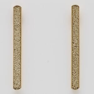 Brinco Chapa com Brilho Rajado Retangular Banhado em Ouro 18K