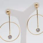 Brinco Pendurado Circular com Zircônia Cristal Banhado em Ouro 18K