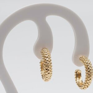 Argola Bolinha Trabalhada Banhada em Ouro 18K