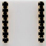 Brinco Cascata Zircônias Quadradas Pretas Banhado em Ouro 18K