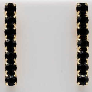 Brinco Cascata Zircônias Quadradas Pretas Banhado em Ouro 18K