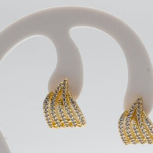 Brinco Cinco Tiras Cravejadas de Zircônia Cristal Banhado em Ouro 18K