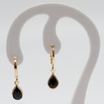 Brinco Lágrima Zircônia Preta Banhado em Ouro 18K