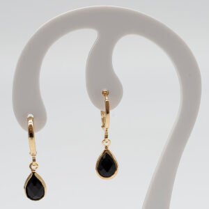 Brinco Lágrima Zircônia Preta Banhado em Ouro 18K