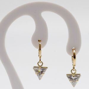 Brinco Triângulo Pequeno Zircônia Cristal Banhado em Ouro 18K