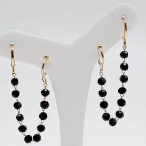 Brinco Ear Cuff Zircônias Pretas Duplo Banhado em Ouro 18K