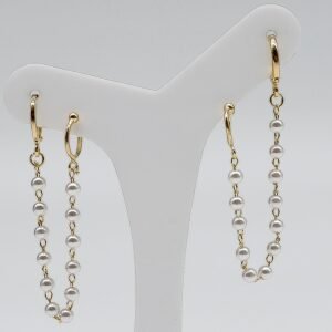 Brinco Ear Cuff Pérolas Duplo Banhado em Ouro 18K