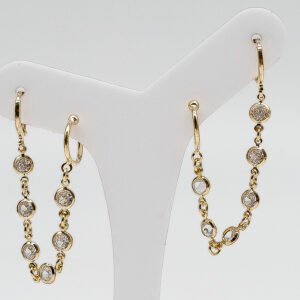 Ear Cuff Zircônias Cristal Intercaladas Banhado em Ouro 18K