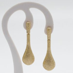 Brinco Luxo Pêndulo Trabalhado Banhado em Ouro 18K