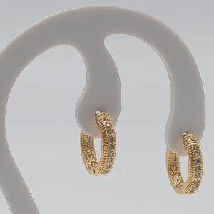 Brinco Argola Cravejada com Zircônia Cristal Grande Banhado em Ouro 18K