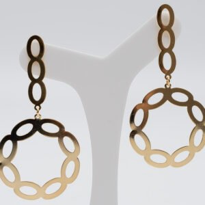 Brinco Elos Pendurados Banhado em Ouro 18K