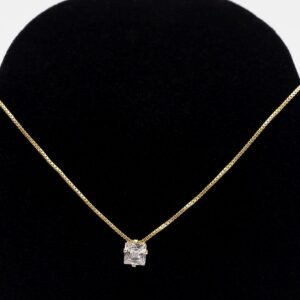 Colar Zircônia Cristal Quadrada Banhado em Ouro 18K