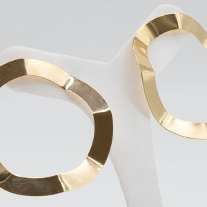 Brinco Disco em Ondas Médio Banhado em Ouro 18K