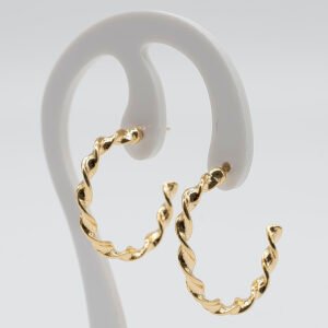 Argola Torcida Grande Banhada em Ouro 18K