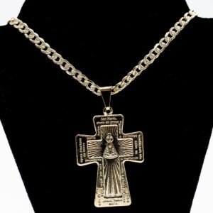 Colar Cruz com Ave Maria Banhado em Ouro 18K