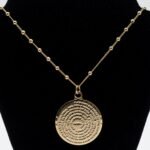 Colar Corrente Com Bolinhas e Pingente Pai Nosso Banhado em Ouro 18K