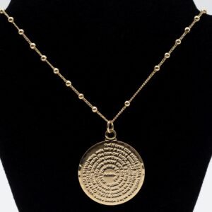 Colar Corrente Com Bolinhas e Pingente Pai Nosso Banhado em Ouro 18K