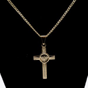 Colar Cruz com Espírito Santo Banhado em Ouro 18K