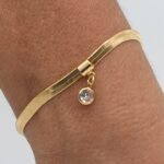 Pulseira Corrente Lisa com Ponto de Luz Banhada em Ouro 18K