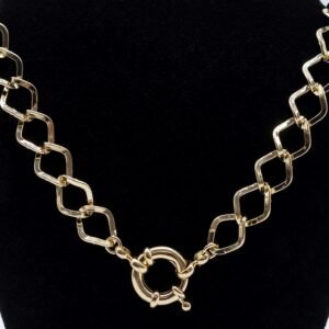 Colar Elos 3D com Fecho de Bóia Banhado em Ouro 18K