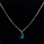 Colar Zircônia Azul Brilhante Banhado em Ouro 18K
