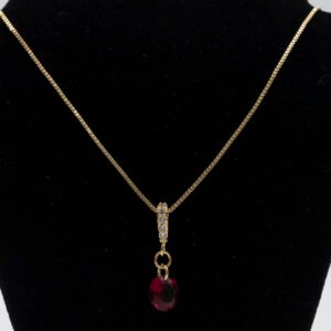 Colar Pingente Zircônia Vermelha Banhado em Ouro 18K