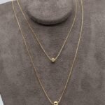 Colar Corrente Dupla com Bolas Banhado em Ouro 18K